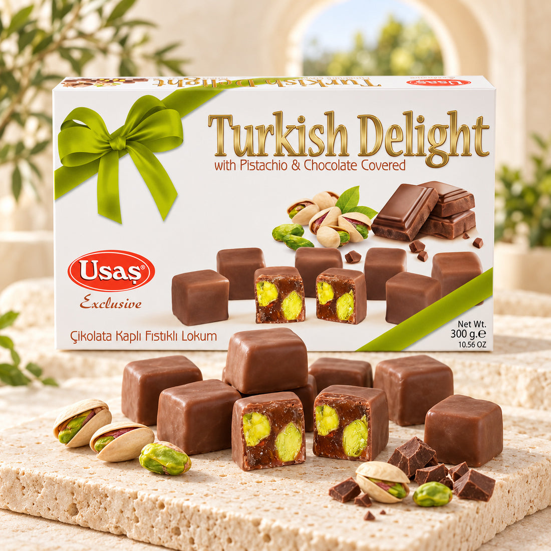 Çikolata Kaplı Antep Fıstıklı Lokum 300 gr.