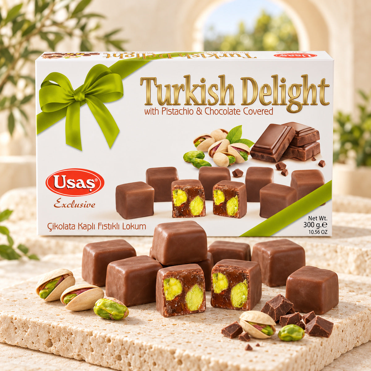 Çikolata Kaplı Antep Fıstıklı Lokum 300 gr.