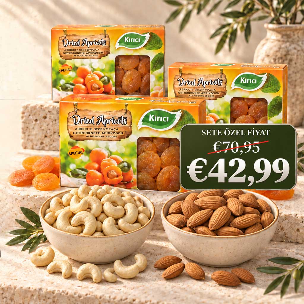 Gümüş Süper Beşli Set - 3 kg Kayısı + 800 gr. Çiğ Kaju + 800 gr. Çiğ Badem