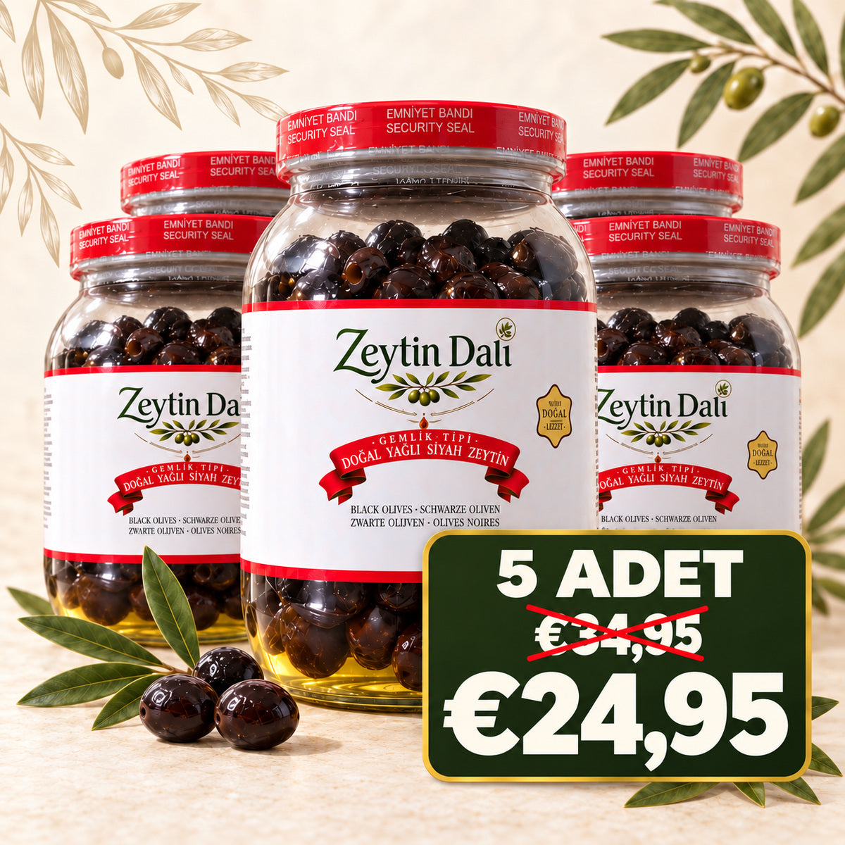 Zeytin Seti 5 li ( Zeytin Dalı Kırmızı Kapak)